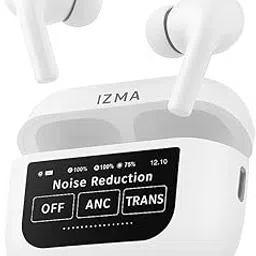 Touch Screen Wireless Earbuds (2nd Generation) | Smart Display (32dB), Up to 50H Playtime (20H) with ANC + ENC, 13mm Drivers, Type-C Fast Charging 4 Mics,Transparency & EQ Mode (White)-picture-18