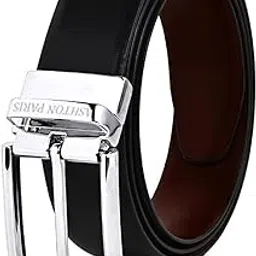 ashton paris Belts for Men Leather Original, Reversible Black & Brown Formal & Casual Italian Leather Belt with Solid Metal Curved Buckle-picture-37