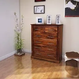 UNITEK FURNITURE Solid Sheesham Wood Multipurpose Chest of Drawers Storage 6 Drawers Dresser Chester Cabinet Wooden Organizer Furniture for Home Living Room Bedroom - (Honey Brown Finish)-image-4