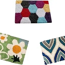 AAZEEM Abstract Cotton Door Rectangular Mat - 16"X24"|Green Color| image 1