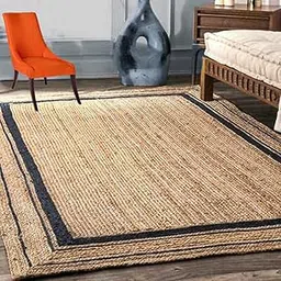 Naze Modern Cotton and Jute Rug, Natural Fibers, Braided Reversible Carpet for Bedroom Living Room, Dining Room, Hall, OfficePattern 3, 2x3 feet-picture-23