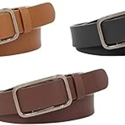 zacharias Women's Faux Leather Belt (Pack of 3) (sq-003_Brown-Tan-Black)-picture-35