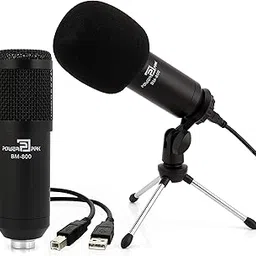 Powerpak BM-800 USB Condenser Microphone with Desk Stand for Gaming Recording Streaming | No Driver Just Plug and Play(Black) (BM-800 USB + Desk stand)-image-54