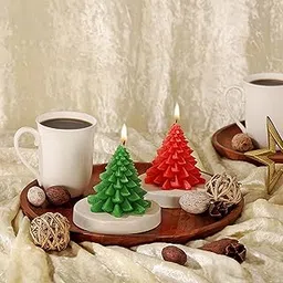 PROSPERRO LUMO By Parkash Wax Candles Premium Small Christmas Tree Unscented Candles || Set of 2 || Home Decoration image 1