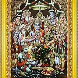 Garuda Photos - Sri Rama Pattabhishekam Photo Frame; Ram; Rama; Ramar; Sri; Sree; Shri; Shree; Shreeram; Shriram; Sreeram; Sreerama; Sriram; Srirama; Pattabhishekam; Pattabishekam; Pattabishagam; Kalyanam; Darbar; Parivar; Pariwar; Parivaar; Sita; Sitha; Seeta; Seetha; Seethai; Ramula; God; Lord; Murti; Photo; with; Frame; Photos; Frames (Small - 9x7 Inch)-picture-54