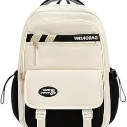 Arisen Bag Classic Backpack, White and Black, Multi-Compartment School Bag with Adjustable Straps-picture-17