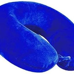 JUZZII Velvet U Shape Micro Fiber Neck Rest Comfortable Travel Neck Pillow for Men, Women- Blue-picture-32