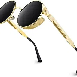 eymen i Vintage Round Steampunk Sunglasses for Women Men Circle Gothic Glasses Retro Metal Frame-picture-14