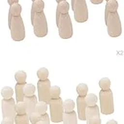 80x 43mm Little People Kids Child Natural Unfinished Wooden Peg Doll for DIY-picture-29