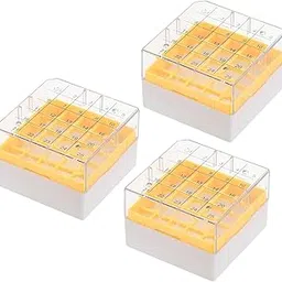 PATIKIL 25 Well Centrifuge Tube Freezer Storage Box, 3 Pcs Polypropylene Tube Rack for 1.8ML and 2.0ML Tubes Vials Samples, Yellow-image-51