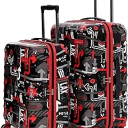 JFK Trolley Bag Set of 2 (S+M) Hardsided Polycarbonate Cabin & Check-in Printed Trolley Bag|8 Wheel Speed_Wheel Suitcase for Men & Women|2000 Days Warranty (Black), 65.5 Centimeters-image-30