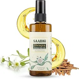 SAABHI Bhringraj Ayurvedic Hair Oil, For Hair Growth & Reduces Hair Fall, With Bhringraj Oil, Pure Black Sesame Oil & Manjistha, Strengthens Hair, Prevents Graying, and Moisturizes Scalp, Suitable For All Hair Types, 150 ml-image-0