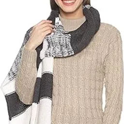 513 WOMEN Acrylic Woolen Color Block Casual Warm Winter Wear Muffler Scarf Stole-picture-49