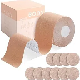cionor Boob Tape with 10pcs Nipple Cover & 36pcs Fashion Tape Double Sided Body Tape Adhesive Strapless Bra & Heavy Breast Support - Boobs Tape for Women Clothes Beige-picture-21