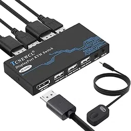 KVM Switch DisplayPort 2 Computers 1 Monitor, 2 Port DP KVM Switch Support 4K@60Hz Share USB 2.0 Devices Keyboard Mouse, with 2 DP and 2 USB Cables-picture-41