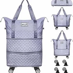 jd fresh 2 Layer Nylon Duffle Trolley Bag for Traveling/Extendable Luggage with 4 Wheels/Waterproof Travel Bag/Convertible Luggages for Men and Women/Travelling Bags(Blue)-picture-12