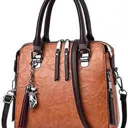 storite PU Leather Handbag, Satchel Tote with Top Handle & Strap - Khaki-picture-27