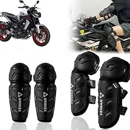 Auto Pearl Motorcycle Knee Shin Guards Elbow Pads, 4 in 1 Monstor Style Knee Shin Safe Protection Armor for Moto Cycling Racing compatible with MT 9 (Black, 4Pcs)-picture-59
