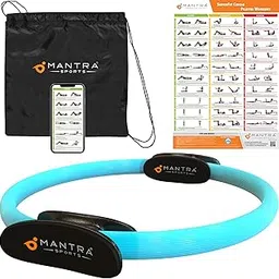 MANTRA SPORTS Pilates Ring Magic Fitness Circle - Exercise Resistance Equipment for Toning & Sculpting Inner & Outer Thighs-Improve Core Power Strength, Flexibility & Posture-Workout Poster & Bag image 1