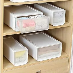 ARHAT ORGANIZERS Stackable Plastic Storage Drawer, Pull-Out Design | Durable Multi-Purpose Organizer for Small Clothes, Toys & Accessories with Removable Grid Dividers | Wardrobe Organiser (Medium)-image-43
