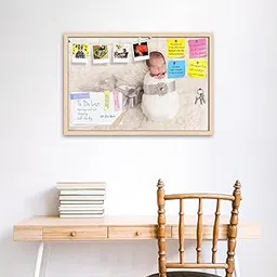 ArtzFolio Newborn Baby Boy D23 | Bulletin Board Notice Pin Board | Vision Soft Board Combo with Thumb Push Pins & Sticky Notes | Natural Brown Frame | 24 x 16 inch (61 x 41 cms)-picture-37