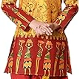 ahlan apparels Dupion Silk Mandarin Collar Printed Long Sleeves Kurta, Dhoti Set-picture-28