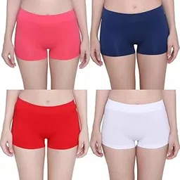 lorliva Pack of 4 Women's Full Comfortable Cotton Lycra Blend High Rise Pull On Free Size Boy Short Panty (Multicolor 4,6,7 & 8) - A1602-picture-17