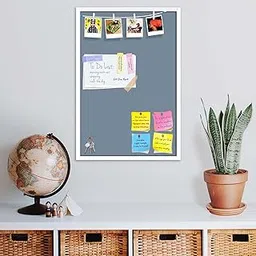 ArtzFolio Greys Family Light Slate Gray Colour | Bulletin Board Notice Pin Board | Vision Soft Board Combo with Thumb Push Pins & Sticky Notes | White Frame | 12 x 18 inch (30 x 46 cms)-picture-35