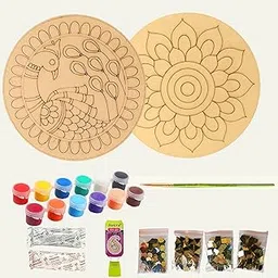 Decordial lippan Art Materials DIY kit with Four Designs Premarked MDF Board (2pcs premarked Art Board, Ideal for Festive Gifting, Artists, Students-picture-22