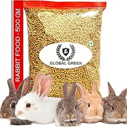 GLOBAL GREEN - Rabbit Flake Feed for Young to Senior for All Variety of Rabbit | Fast Growing Premium RABIT Feed (500 GM) image 1