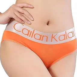 meizhimi fashion with passion Women's Compatible for Cailan Kalai Modern Cotton Printed Mid Rise Bikini with Broad Band Panty (Orange,L)-picture-10