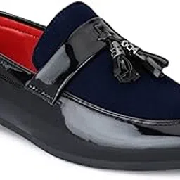 le greem Men's Patent Leather Slip on Casual Loafers image 1