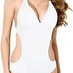 bnf Colloyes 2015 New Adorable White One-Piece Swimwear with Cut-Out Side Size XL-picture-27