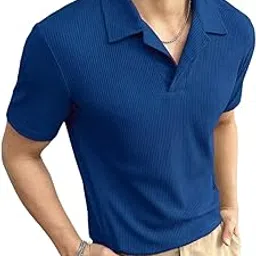 TAZO Mens Lycra Blend Polo Neck Half Sleeve Solid Loose Fit Casual Tshirt-picture-10
