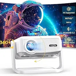 4K Full HD 1080P Mini Projector, Support Electric Focus and Car Key, WiFi 6 and Bluetooth, 300 Inch, 360 Degree Rotation, Ideal for Home and Outdoor Theater, Support-picture-21