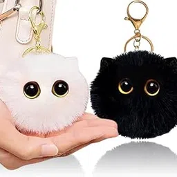 pmeixcy 2Pcs Cute Keychain, Bag Charms, Plush Cat Keychain, Cute Backpack Accessories, Soft Cat Keychains, Mini Backpack Keychain Black and White Cats Keychains-picture-37