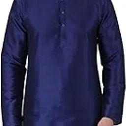 zymin Men's Silk Blend Knee Length Solid Color Style Stright Long Mandrin Collor Ethnic Casual Wear Kurta Only-picture-11