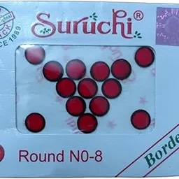 Round No-8 Red Border Bindi, Traditional Indian Forehead Pack of 6-picture-22