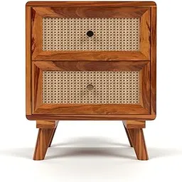 MAVEN ART Sheesham Wood Multipurpose Nightstand Small Side Table for Small Spaces End Table Bedside Tables with 2 Drawer & Shelf Storage for Living Room Bedroom (Design 2)-picture-23