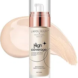 Lakyou Beauty High Coverage Foundation | Shade-01(White Ivory) | Lightweight Waterproof Base Makeup | Weightless Matte Effect | Long-Lasting Silky Smooth Finish | 60ml-picture-60