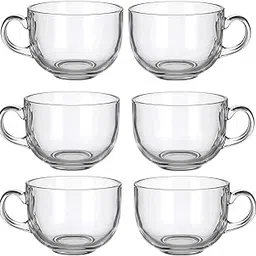 PATRANI FASHION Crystal Round Glass Tea Cups 150 ML Set of 6 Transparent Glass Coffee Mugs with Handle, Clear Glass Tea Cup Set for Coffee, Tea, Milk, Hot & Cold Beverage Tea Cup-picture-25