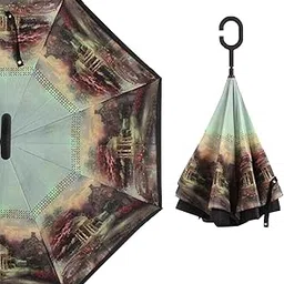 Oblivion Printed Travel Windproof Reverse Umbrella | Inverted Folding Umbrella with UV Protection | Double Layer Waterproof Canopy | Compact & Durable for Rain and Sun | Hands-Free C-Shaped Handle-picture-18