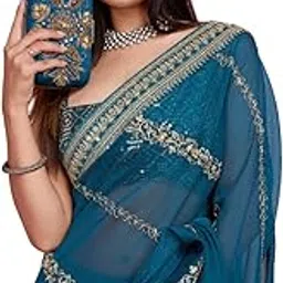vairagee Women Soft Organza Saree Pattern Embroidery Border Zari Work Saree (6249)-picture-22