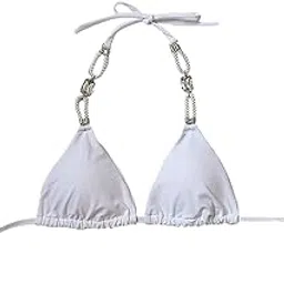 Women Rhinestone Swimsuit Bra Thong Bikini Set Bathing Suit Swimwear White S-image-77