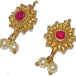 Adhira's Traditional Flower shape Golden Maharashtrian Press clip on Bugdi Earrings(1100)-picture-30