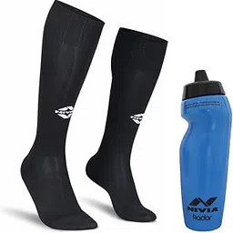 Nivia Radar Sippers Bottle for Sports Cycling, 625ml (Royal/Blue) Plain Encounter Stockings (Black/White) Medium-picture-11
