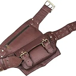 PU Leather Waist Bag with Zipper Casual Fanny Pack for Women Men Coffee-picture-59