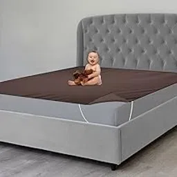 The Furnishing Tree Mattress Protector/Waterproof Bedsheet Size WxL 48x72 inches 4x6 Feet Single Bed Polyester Brown-picture-11