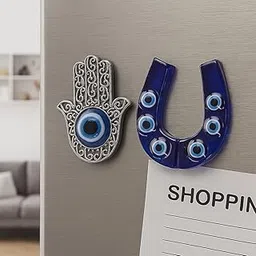 Evil Eye Magnet | Turkish Blue Glass Nazar Battu Fridge Magnet for Home & Car | Vastu Positive Protection Charm | Diwali Decoration & Housewarming Gift Pack of 2 (Nazar battu Hanging)-picture-30