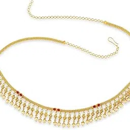 Gold Color Copper Material Gold and Pearl Tassel Kamarband-image-33